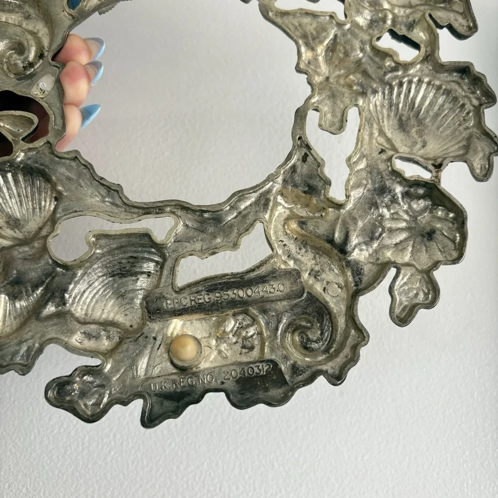 Vtg Godinger Silver-Plate Nautical Ocean Life Seahorse Hanging Wreath Trivet 9